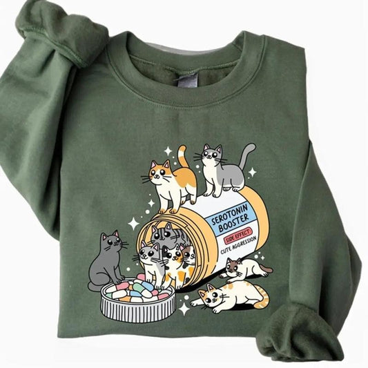 Cat Mom Crewneck Sweatshirt, Funny Cat Shirt, Cat Lover Gift, Therapist Shirt, Cat Owner Gift, Mental Health Matter Shirt...