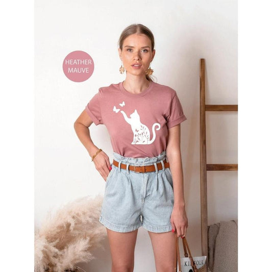 Cat Shirts Cat Shirts For Women Butterfly Cat Shirt Cat Mom Shirt Cat Lover Shirt Cat Shirt Gift Kitten Shirts Kitty...