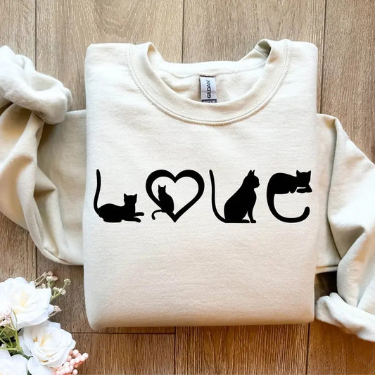 Cat Sweatshirt, Cat Love Shirt, Black Cat Mom Shirt, Gift For Cat Lover, Cat Lover Girls Shirt, Christmas Gift For Cat...