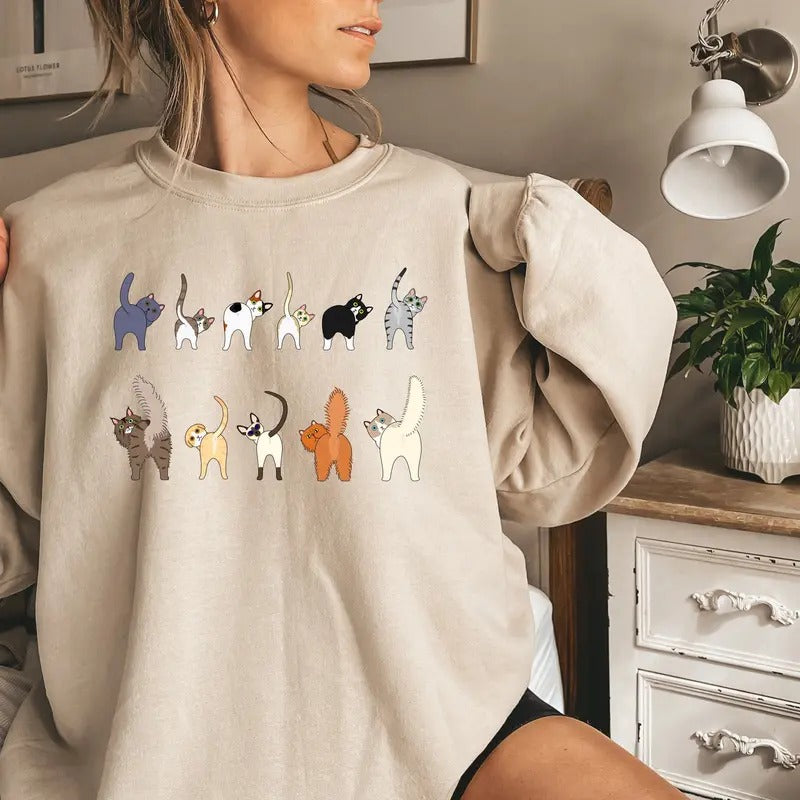 Cat Sweatshirtcat Butt Theme Sweatshirtcat Crewneck Sweatshirtcat Mom Giftcat Lover Gift Cat Mama Shirtcat Teecats' Back...