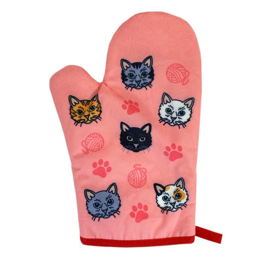 Cat Yarn Kitchen Apron Oven Mitt Funny Pet Cat Kitty Animal Lover (Oven Mitt + Apron) Funny Graphic Kitchenwear Food ...