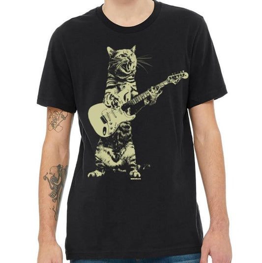 Cat playing guitar shirt  mens cat playing guitar tshirt  music tee  mens graphic t shirts Guitar Girl Tee