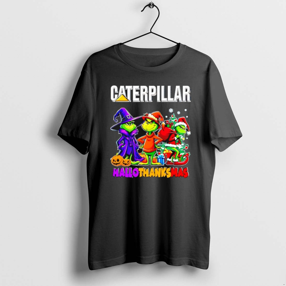 Caterpillar X Grinch 2025 Halloween Thanksgiving Christmas T Shirts