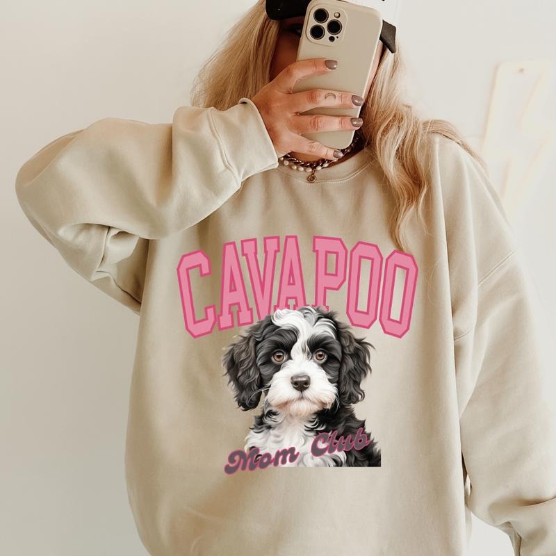 Cavapoo Mom Club Sweatshirt ~ Sweatshirt Unisex Apparel Relaxed Fit Printed in the USA Clothing Womenswear Casual and...