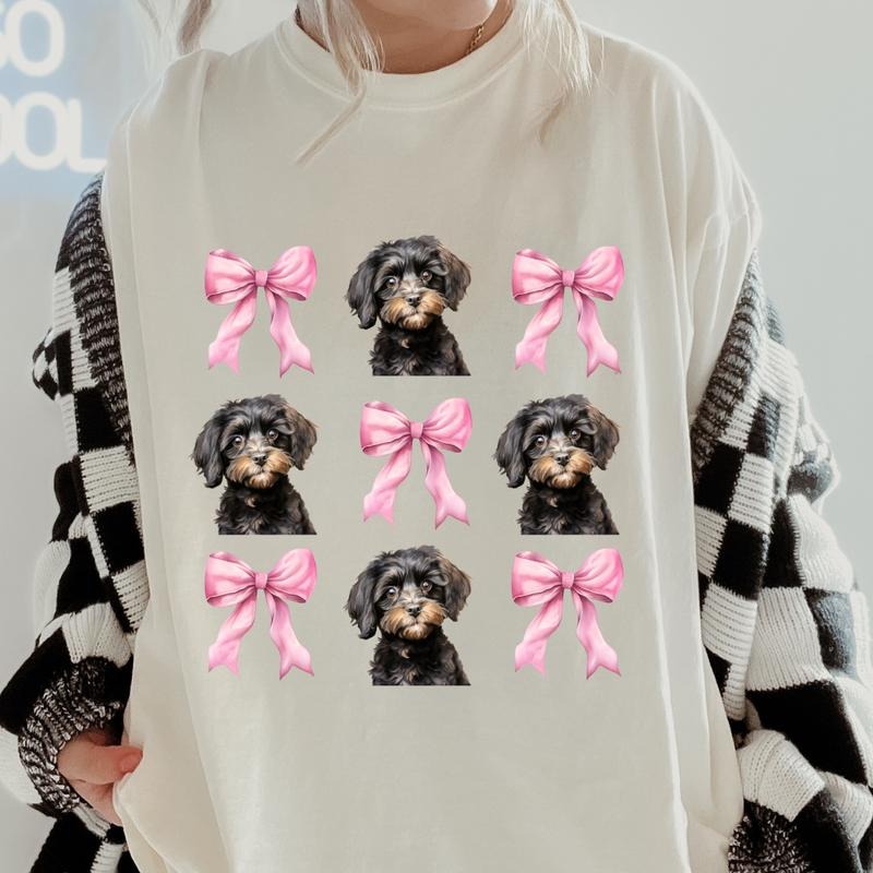 Cavapoo With Bows Shirt~ Unisex Apparel Relaxed Fit Printed In The USA Clothing Womenswear Casual Comfort Cotton Top...