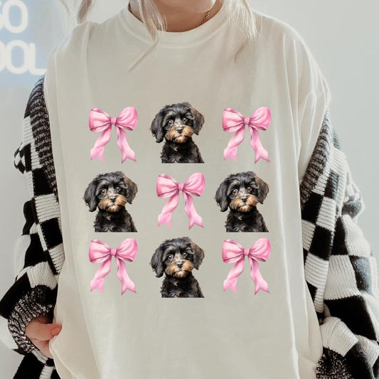 Cavapoo With Bows Shirt~ Unisex Apparel Relaxed Fit Printed In The USA Clothing Womenswear Casual Comfort Cotton Top...