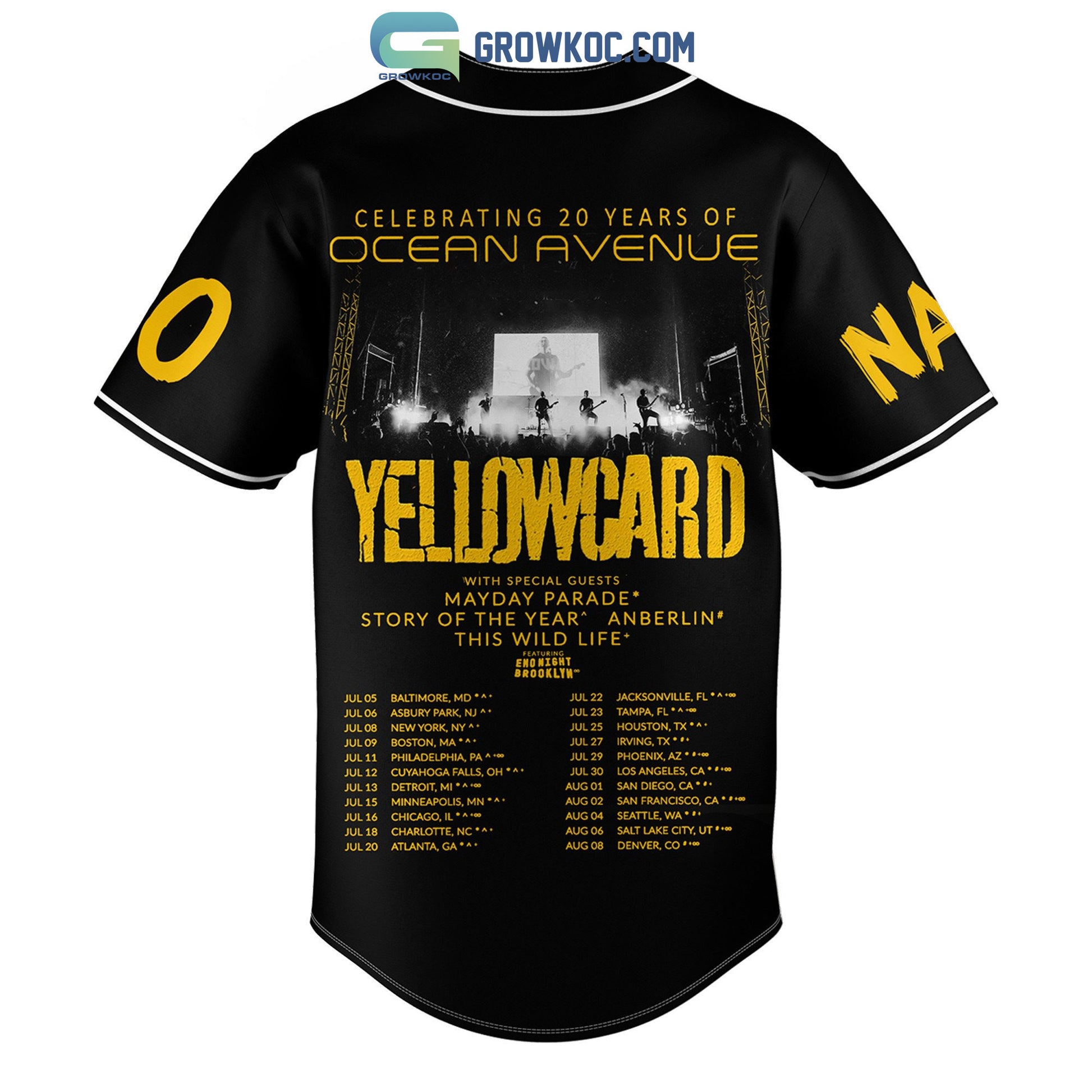 Celebrating 20 Years Of Ocean Avenue Yellowcard Personalized Baseball Jersey