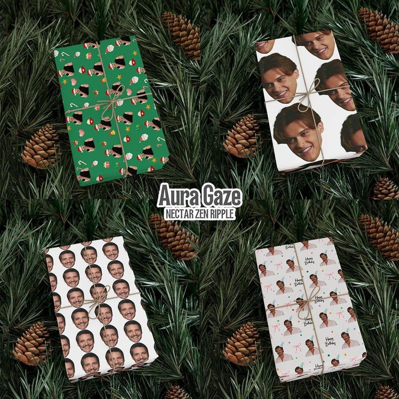 Celebrity Crush Christmas Gift Wrapping Paper, Pedro Pascal, Conrad Fisher, Sebastian Stan Wrapping Paper,... Birthday &...