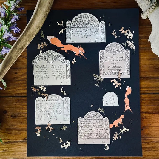 Cemetery Foxes 8.5x11 Art Print T-Shirts, Hoodie, Sweatshirt | WearSparks.com