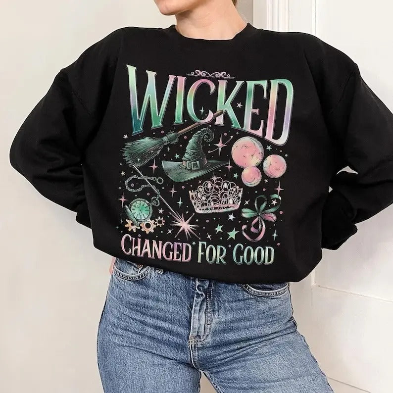 Changed For Good Wicked Sweatshirt, Defy Gravity Broomstick Magic Wand, Wicked Hoodie, Wizard Movie Fan Shirt, Wicked...