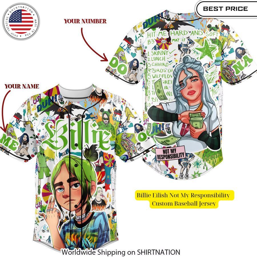 Billie Eilish Not My Responsibility Custom Baseball Jersey