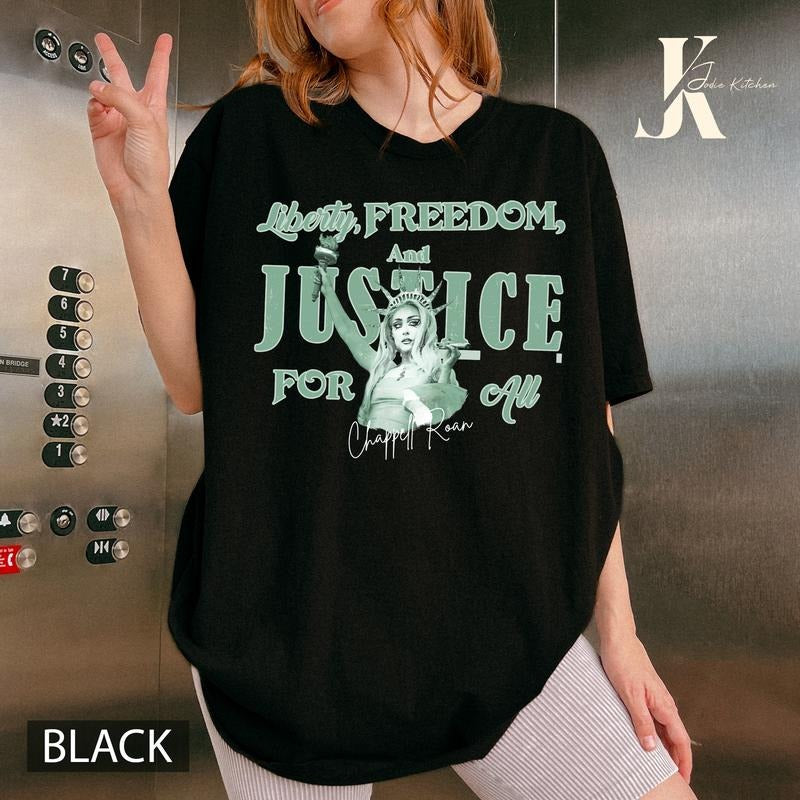 Chappell Justice For All T- Shirt, Chappell Music Shirt, Chappell Roan Lady Liberty T Shirt ,Chappell Roan Shirt,...