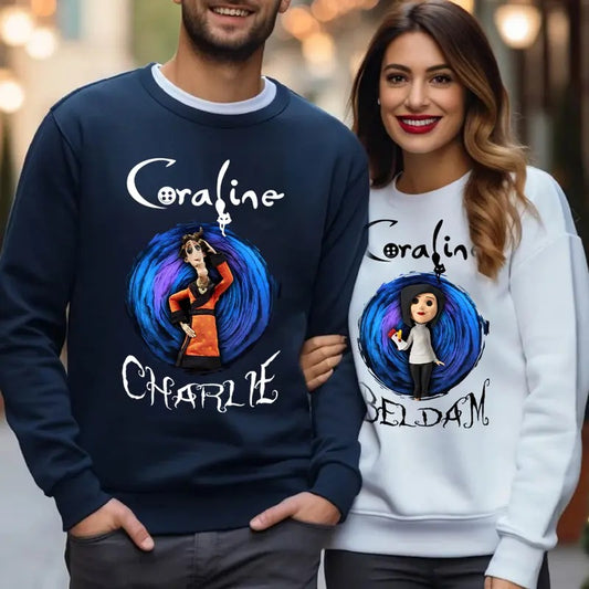 Charlie And Beldam Couple Sweatshirt, Cute Coraline T-Shirt, Valentine Movie Hoodie Shirt | WearSparks.com
