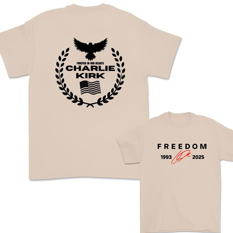 Charlie Kirk Freedom 2 Sided T-shirt -Graphic for Men & Women Activism Apparel 1993-2025 Freedom Memorial Top Hoodie,...