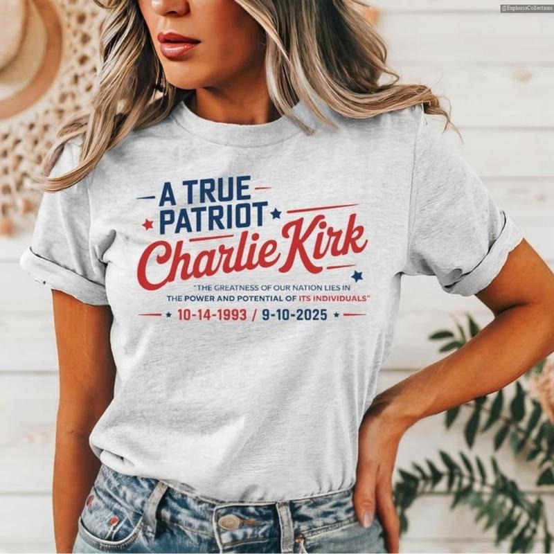 Charlie Kirk Memorial T-Shirt, A True Patriot, Christian Faith Political Top, Support Liberty Human Rights Tee , Global...