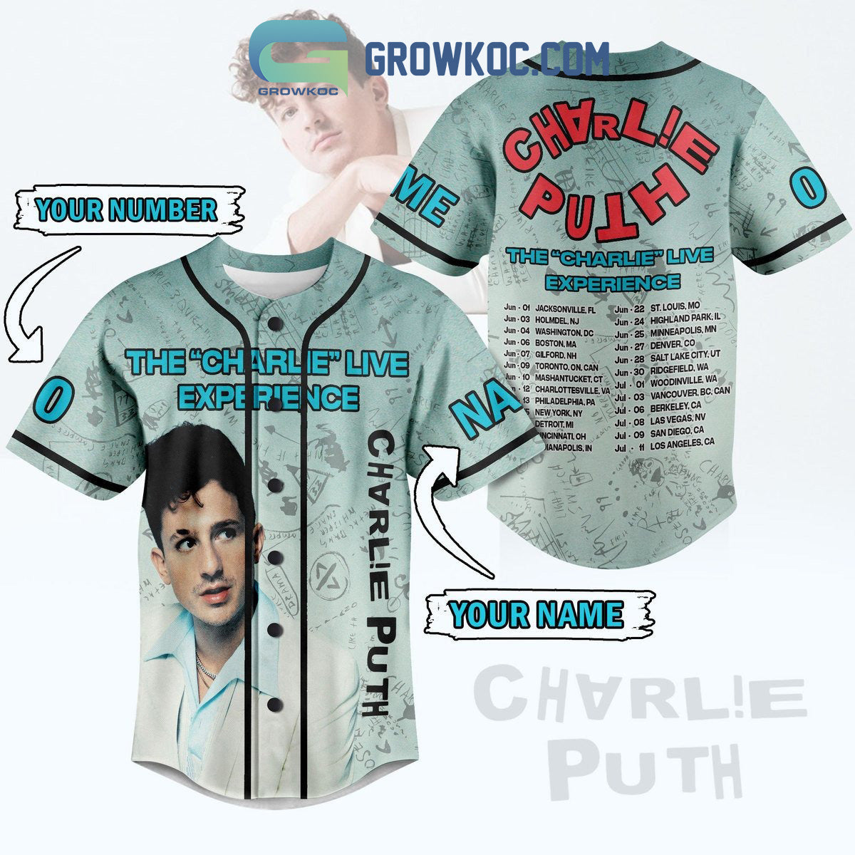 Charlie Puth The Charlie Live Experience Baseball Jersey