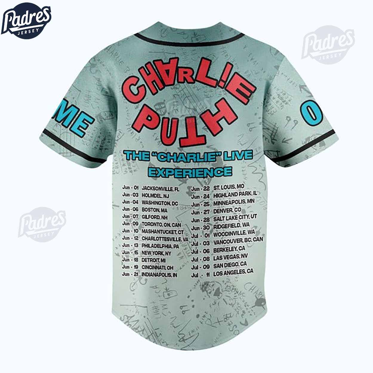 Charlie Puth The Charlie Live Experience Custom Baseball Jersey - Padres Jersey Oasis: Elevate Your Baseball... (Image 3)
