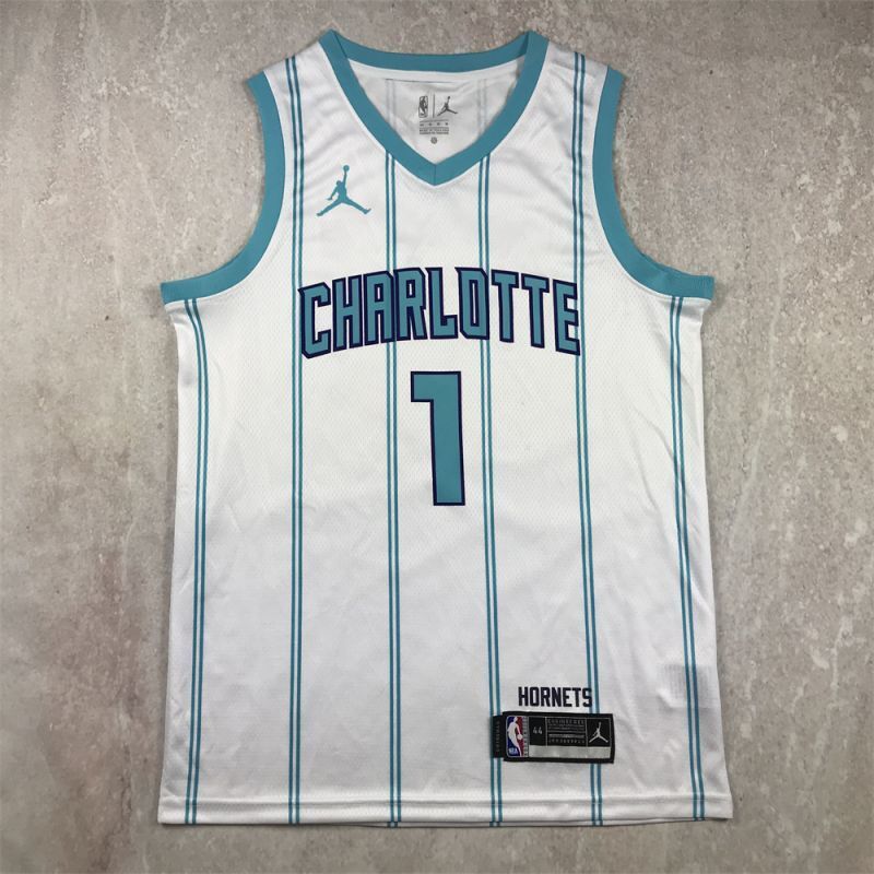 Charlotte Hornets #1 LaMelo Ball Hot Press Hornets 1 White s-xxl Style 2