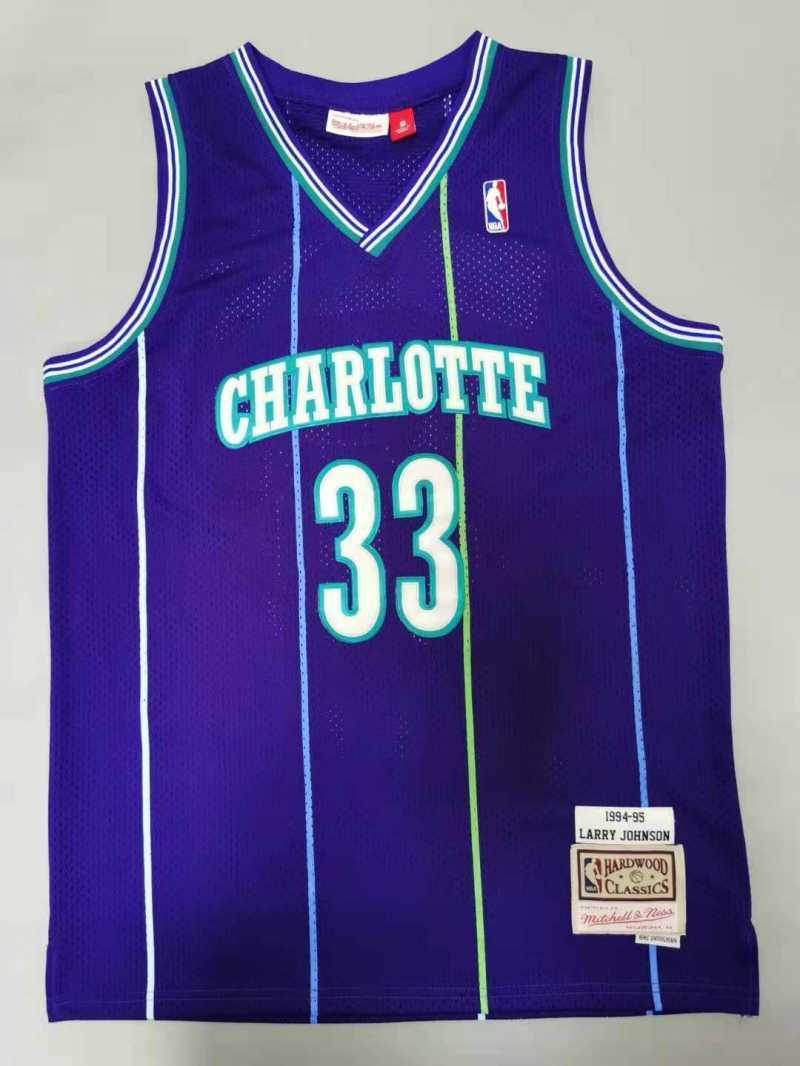 Charlotte Hornets #33 Alonzo Mourning Hornets 33# Retro - Purple Style 1