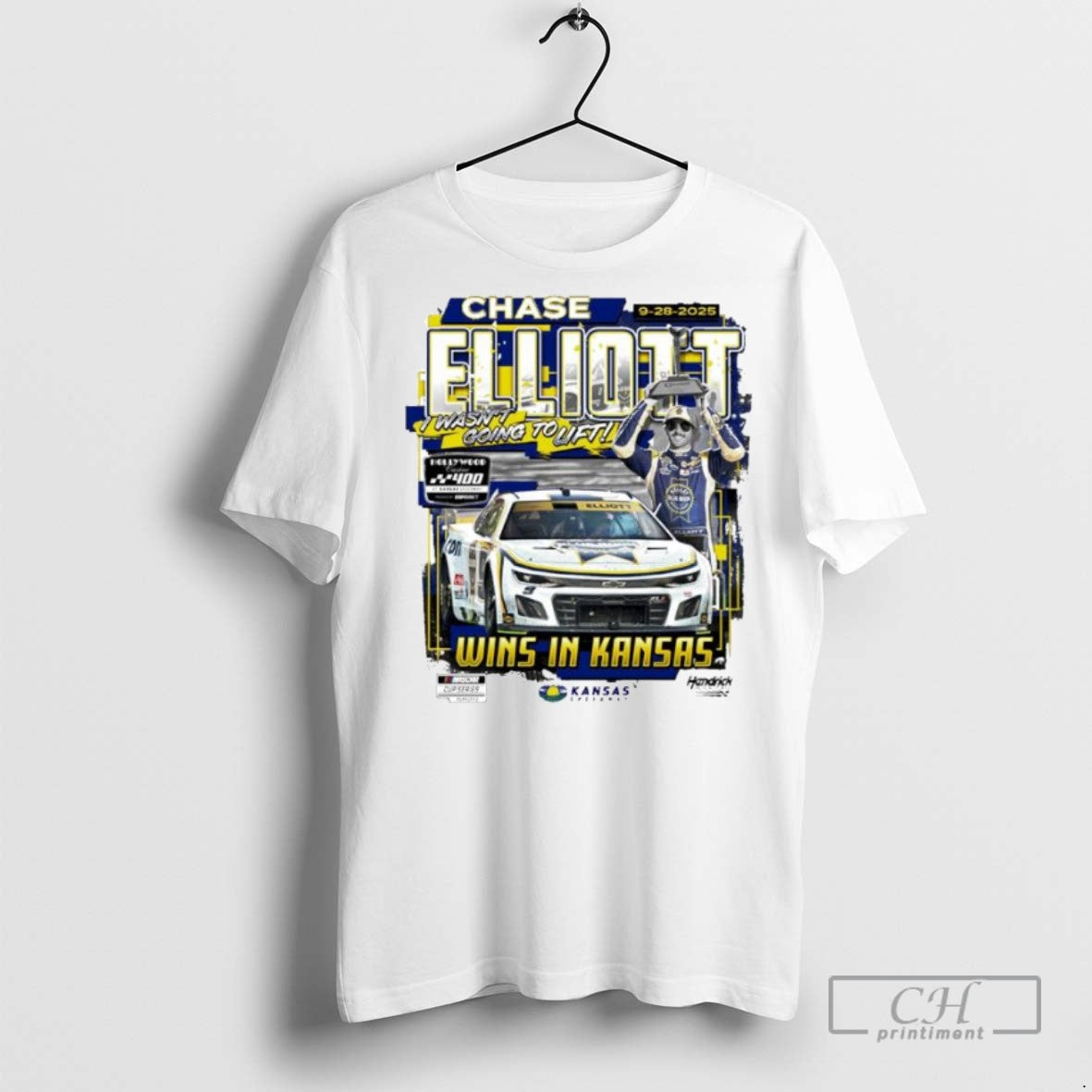 Chase Elliott Checkered Flag Sports 2025 Hollywood Casino 400 Race Winner Ornaments T Shirts
