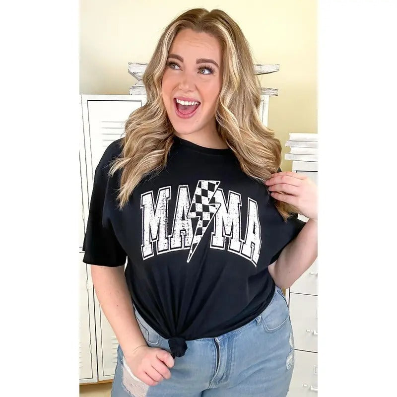Checkerboard Lightning Bolt Mama Graphic Shirt Hoodie, Sweatshirt | WearSparks.com