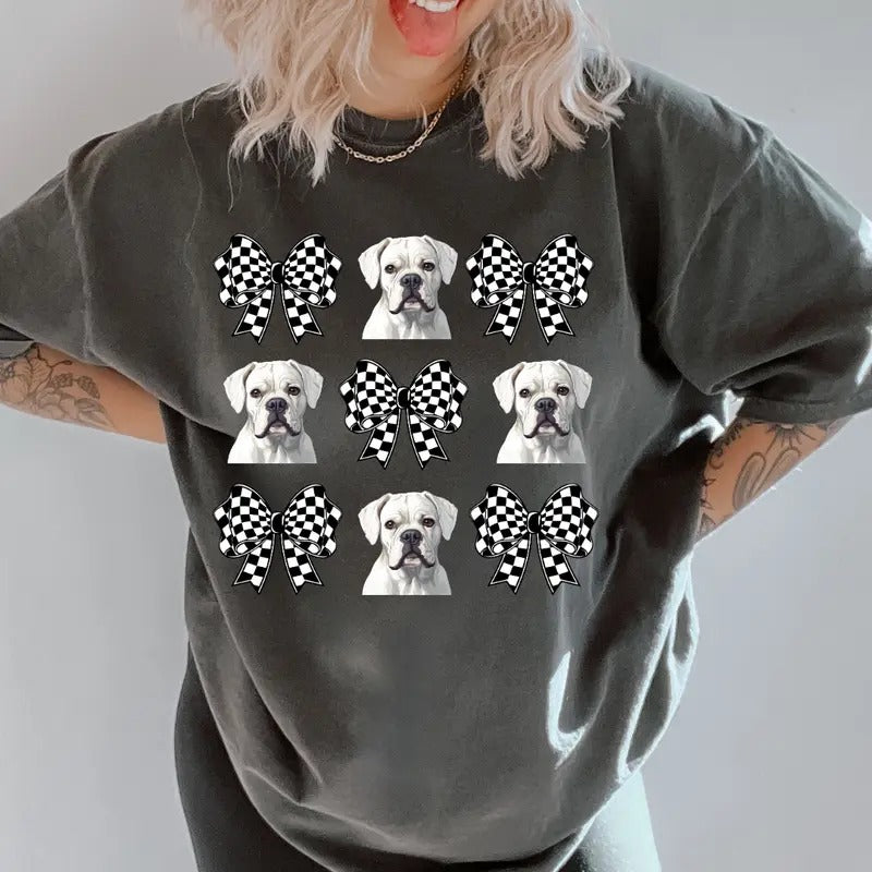 Checkered Bows & White Boxer Shirt ~ Unisex Apparel Relaxed Fit Printed In The USA Clothing Womenswear Casual Comfort...