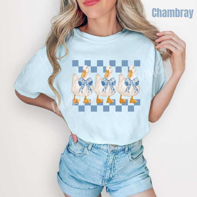 Checkered Coquette Goose Comfort Colors T-Shirt 'NLB' Hoodie, Sweatshirt | WearSparks.com
