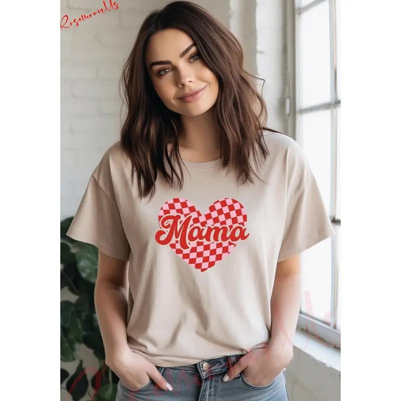 Checkered Mama Heart Shirt Mama Shirt Mothers Day Gift Mom Life Shirt Mom Gift Womens Shirt Womens Valentines Day Shirt ...
