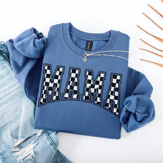 Checkered Mama Sweatshirt Cute Retro Mom Crewneck New Mom Gift Pregnancy Announcement Mothers Day Gift Trendy Vintage Mom...