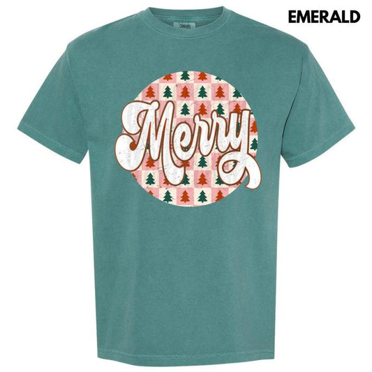 Checkered Merry Circle Comfort Colors T-Shirt Hoodie, Sweatshirt | WearSparks.com