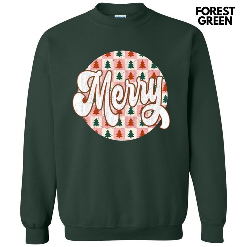 Checkered Merry Circle Sweatshirt T-Shirts, Hoodie | WearSparks.com