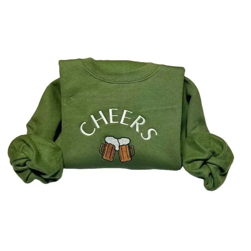 " Cheers to St. Patrick’s Day!  Casual Embroidered Sweatshirt – Lucky, Cozy & Festive Clothing T-Shirts, Hoodie