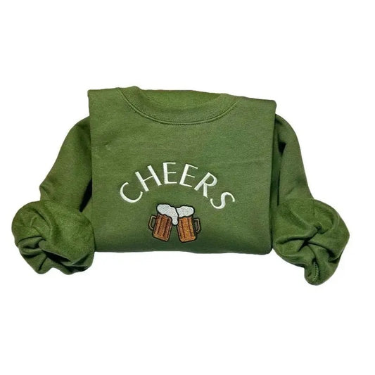 " Cheers to St. Patrick’s Day!  Casual Embroidered Sweatshirt – Lucky, Cozy & Festive Clothing T-Shirts, Hoodie