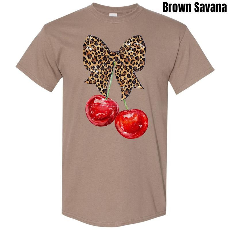 Cheetah Bow Cherries Gildan Short Sleeve T-Shirt 'NLB' Hoodie, Sweatshirt | WearSparks.com