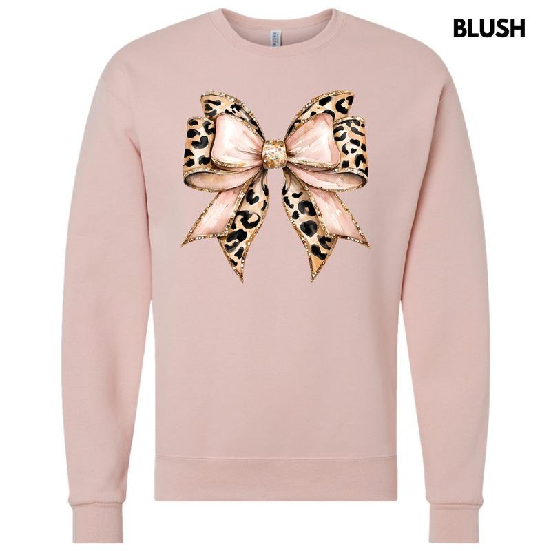 Cheetah Faux Glitter Bow Sweatshirt 'NLB' T-Shirts, Hoodie | WearSparks.com