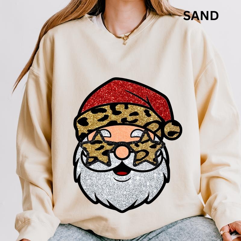 Cheetah Santa Sweatshirt,  Christmas Graphic Sweatshirt for Men and Women - Pullover, Comfortable T-Shirts, Hoodie