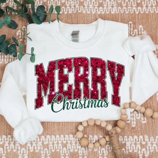 Chenille Patch Christmas Sweatshirt, Christmas Shirts, Merry Christmas Crewneck, Cute Winter Sweater Unique Holiday Gift...