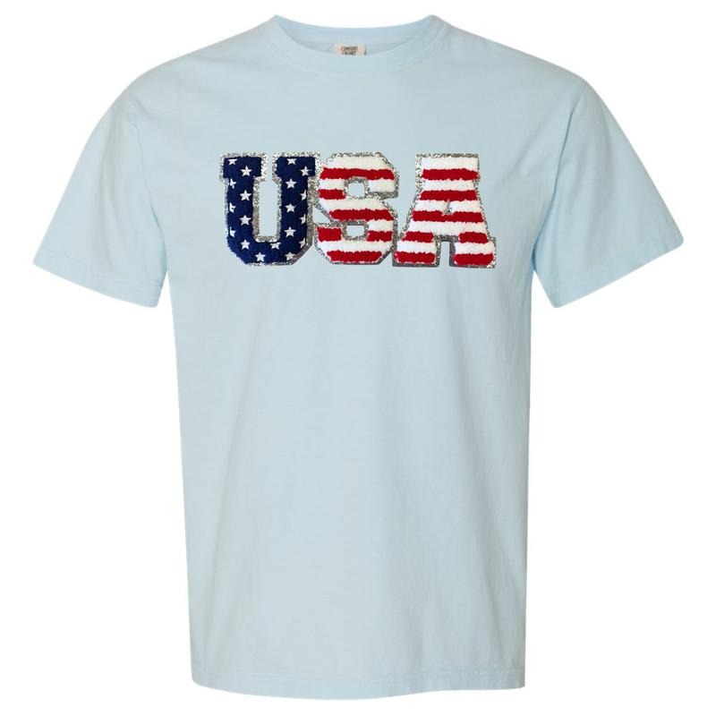 Chenille USA Patch Comfort Colors T-Shirt Hoodie, Sweatshirt | WearSparks.com