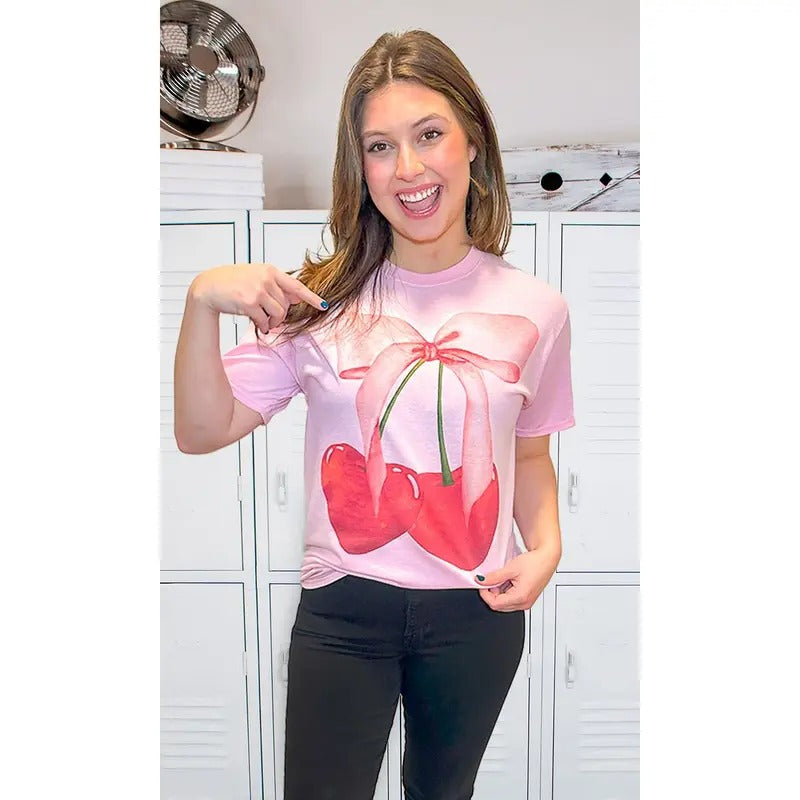 Cherry Bow Graphic T-Shirt Hoodie, Sweatshirt | WearSparks.com