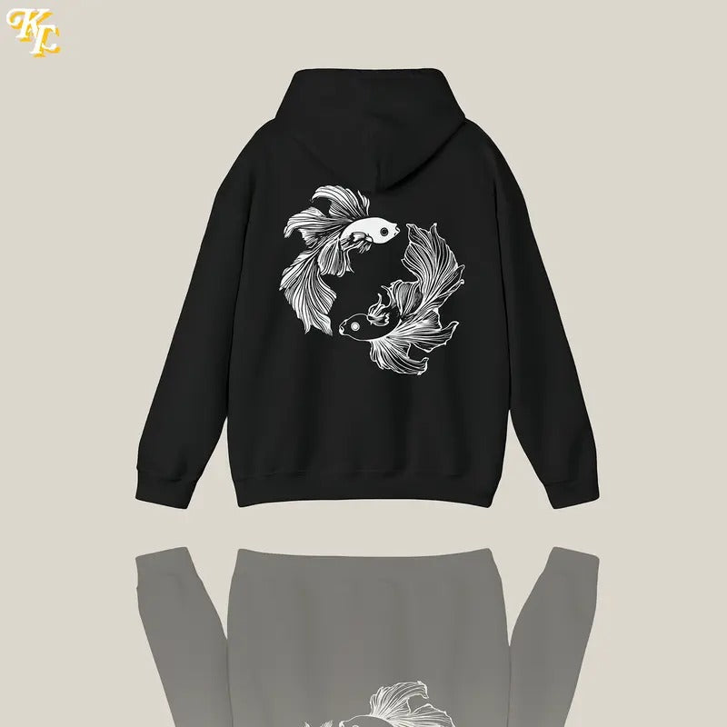 Chibi x Betta Fish Hoodie "Shinyuu" Anime Inspired Womens Mens Unisex Clothing Gojo Geto JJK Casual Crewneck Graphic...