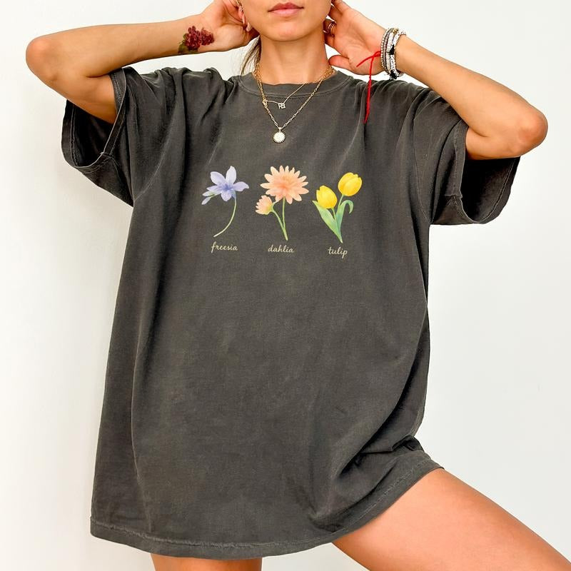 ChicCotton Subtle FDT Comfort Colors Shirt, Floral FDT T-shirt, Subtle Freesia Dahlia Tulip Graphic Tee, Resist Clothing,...