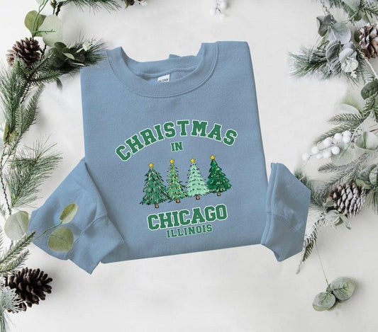 Chicago Christmas Sweatshirt, Illinois , State Shirt, Personalized City Name Shirt, Christmas Trip Sweatshirt, Christmas...