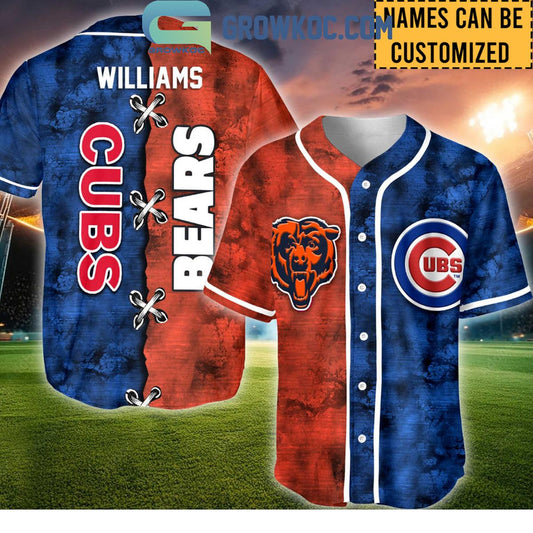 Chicago Cubs And Bears Personalized Baseball Jersey