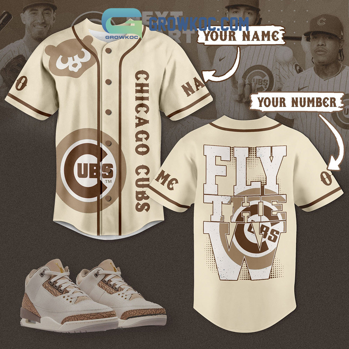 Chicago Cubs Fly The W Palomino Styles Personalized Baseball Jersey