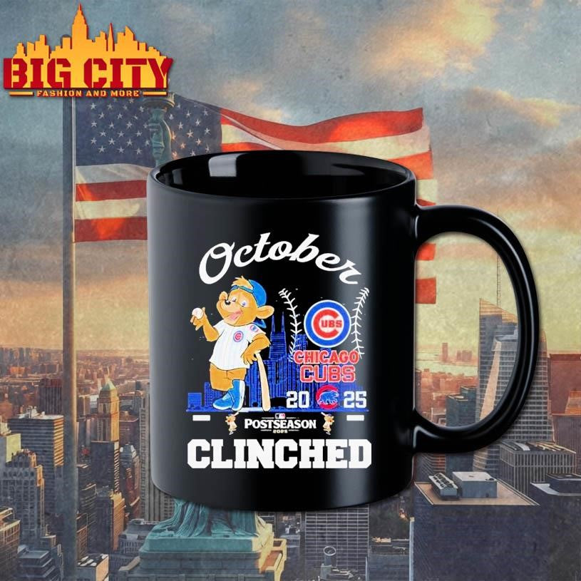 Chicago Cubs October Baseball Clinched Mlb Postseason 2025 Mascot Shirt