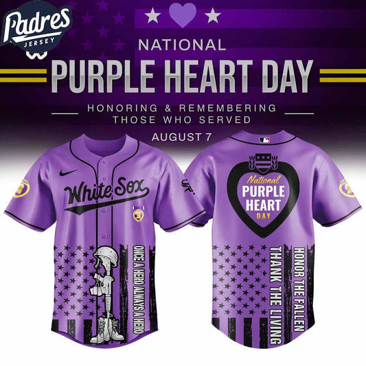 Chicago White Sox MLB X Purple Heart Day Personalized Baseball Jersey - Padres Jersey Oasis: Elevate Your Baseball Style...