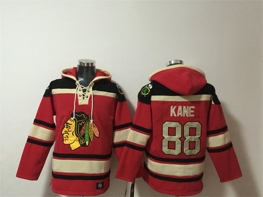 Chicago Blackhawks #88 Patrick Kane Red Lace-Up Pullover Hoodie