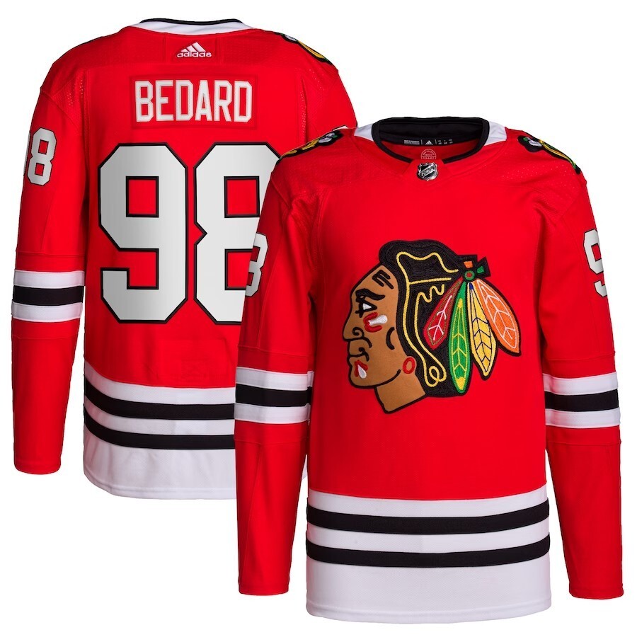 Chicago Blackhawks #98 Connor Bedard 2023 NHL Draft Home Primegreen Player Jersey - Red