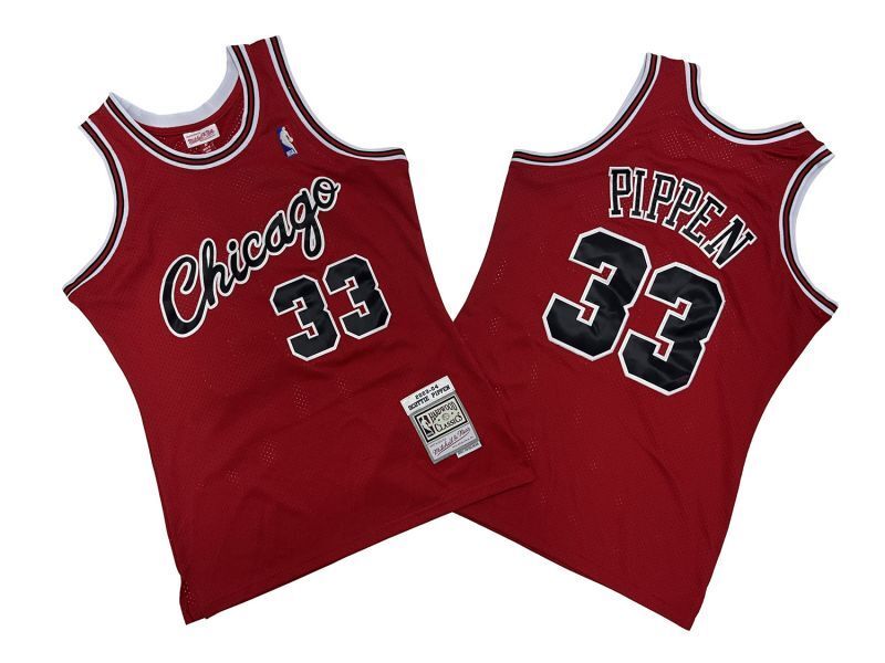 Chicago Bulls #33 Scottie Pippen Bulls 33 # Red Chicago Edition 03-04 Season Mitchell Retro Jersey -- Scottie . Pippen Style 1