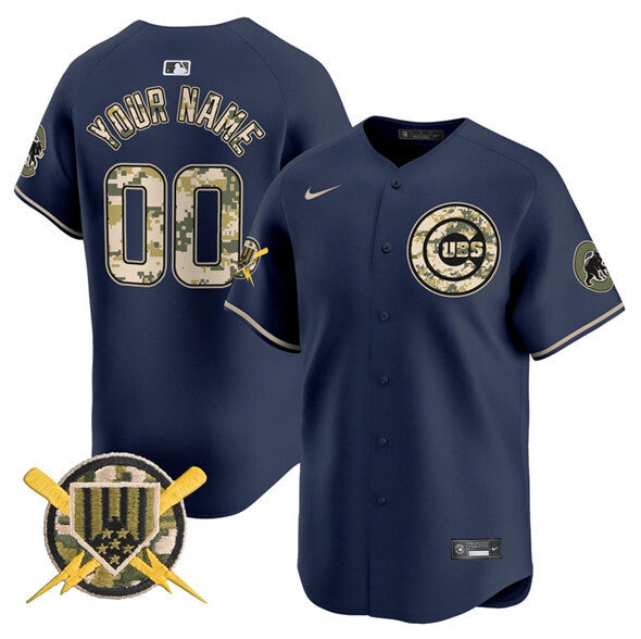 Chicago Cubs Active Player Custom Navy Armed Forces Day Vapor Limited